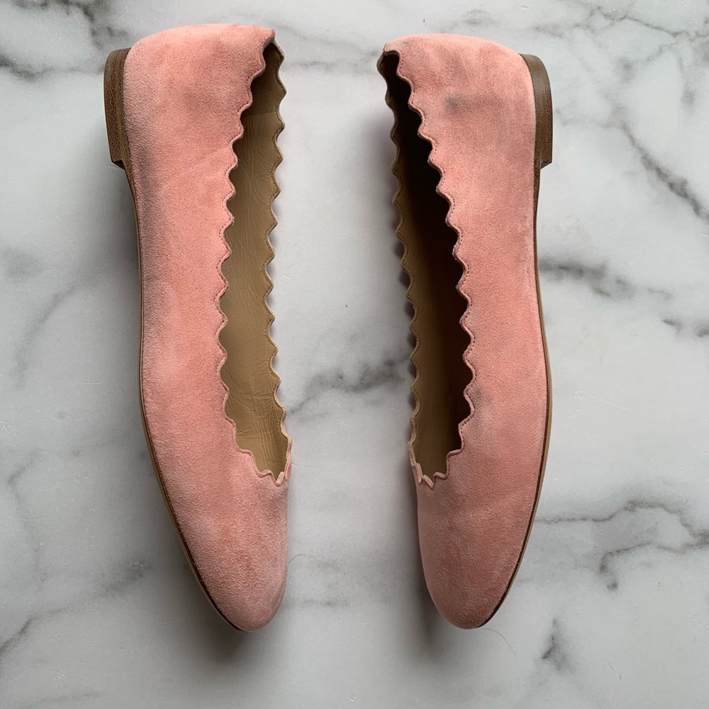 NWT Chloe Lauren Scalloped Pink Flats size 39 - Picture 3 of 7